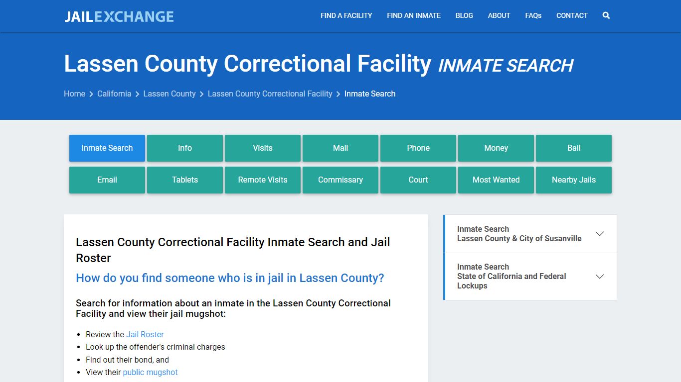Lassen County Correctional Facility Inmate Search - Jail Exchange